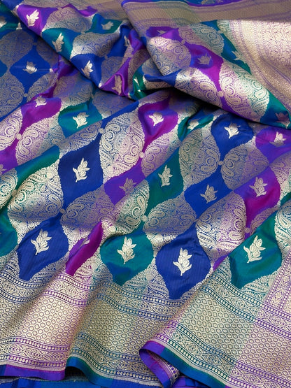 Purple Rangkaat Banarasi Pure Katan Silk Saree