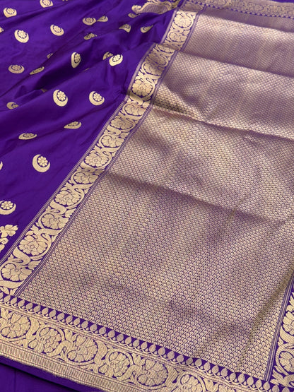 Purple Chand Tara Handwoven Pure Banarasi Silk Saree