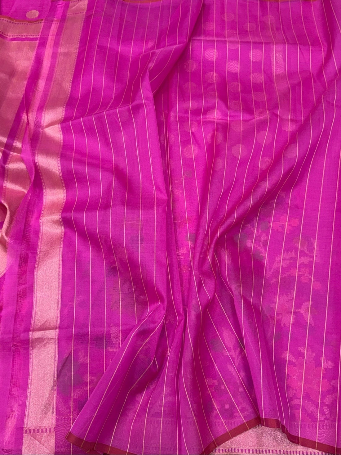 Rani Pink Handwoven Pure Banarasi Organza Silk Saree