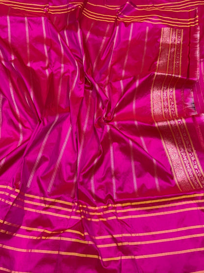 Rani Pink Handwoven Pure Banarasi Silk Saree