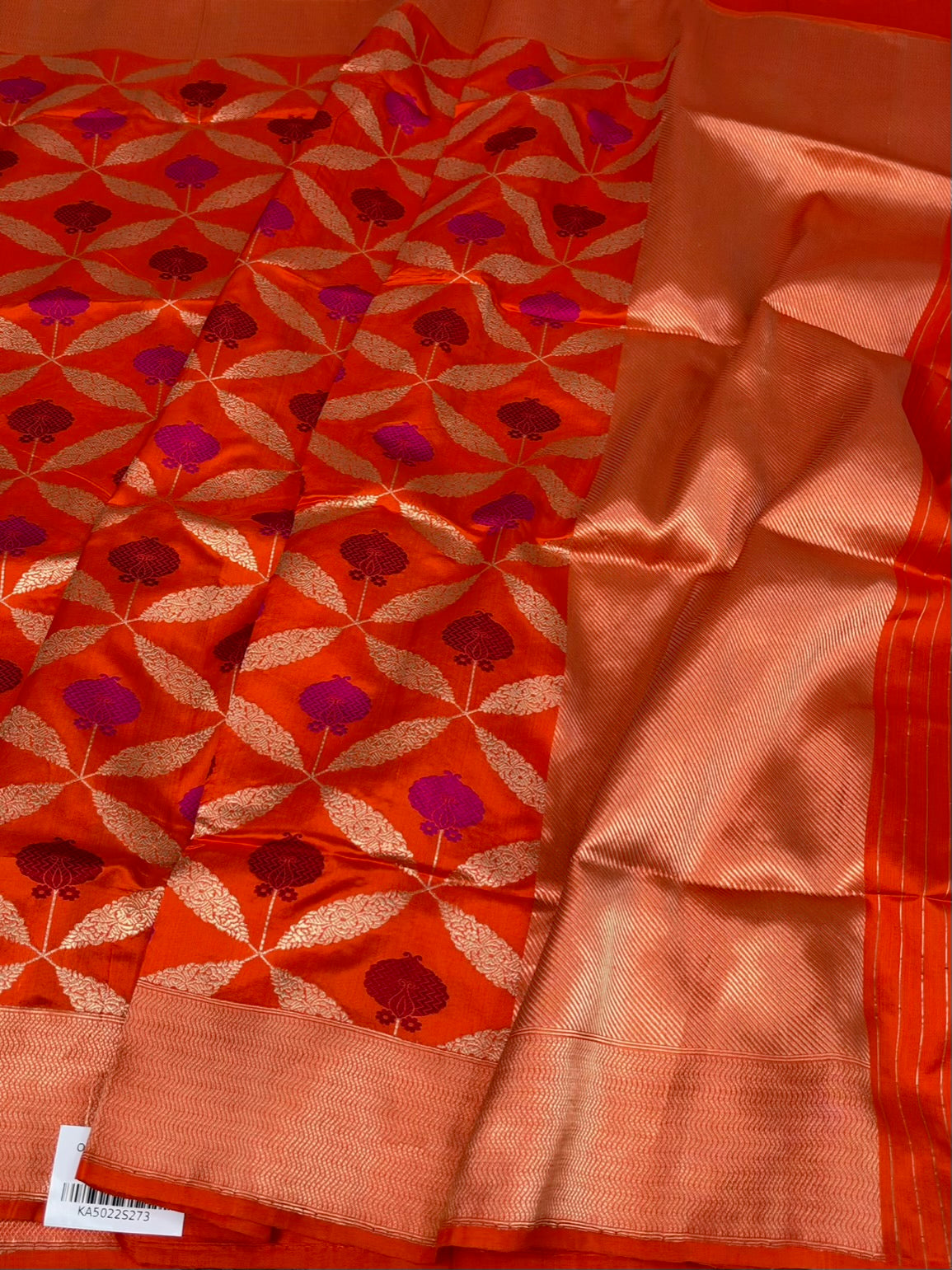 Orange Handwoven Pure Banarasi Katan Silk Saree