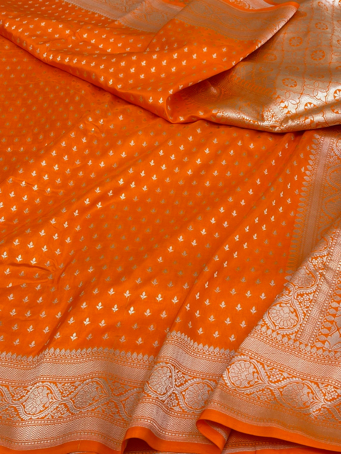 Orange Banarasi Pure Katan Silk Saree