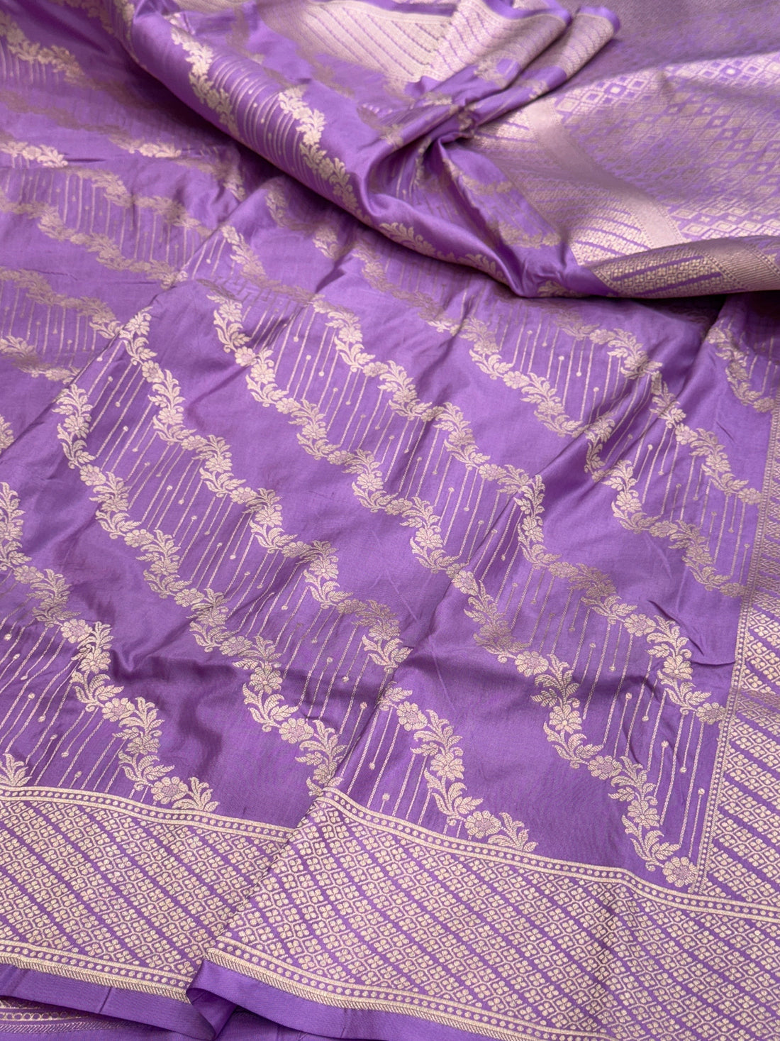 Lavender Pure Banarasi Silk Saree
