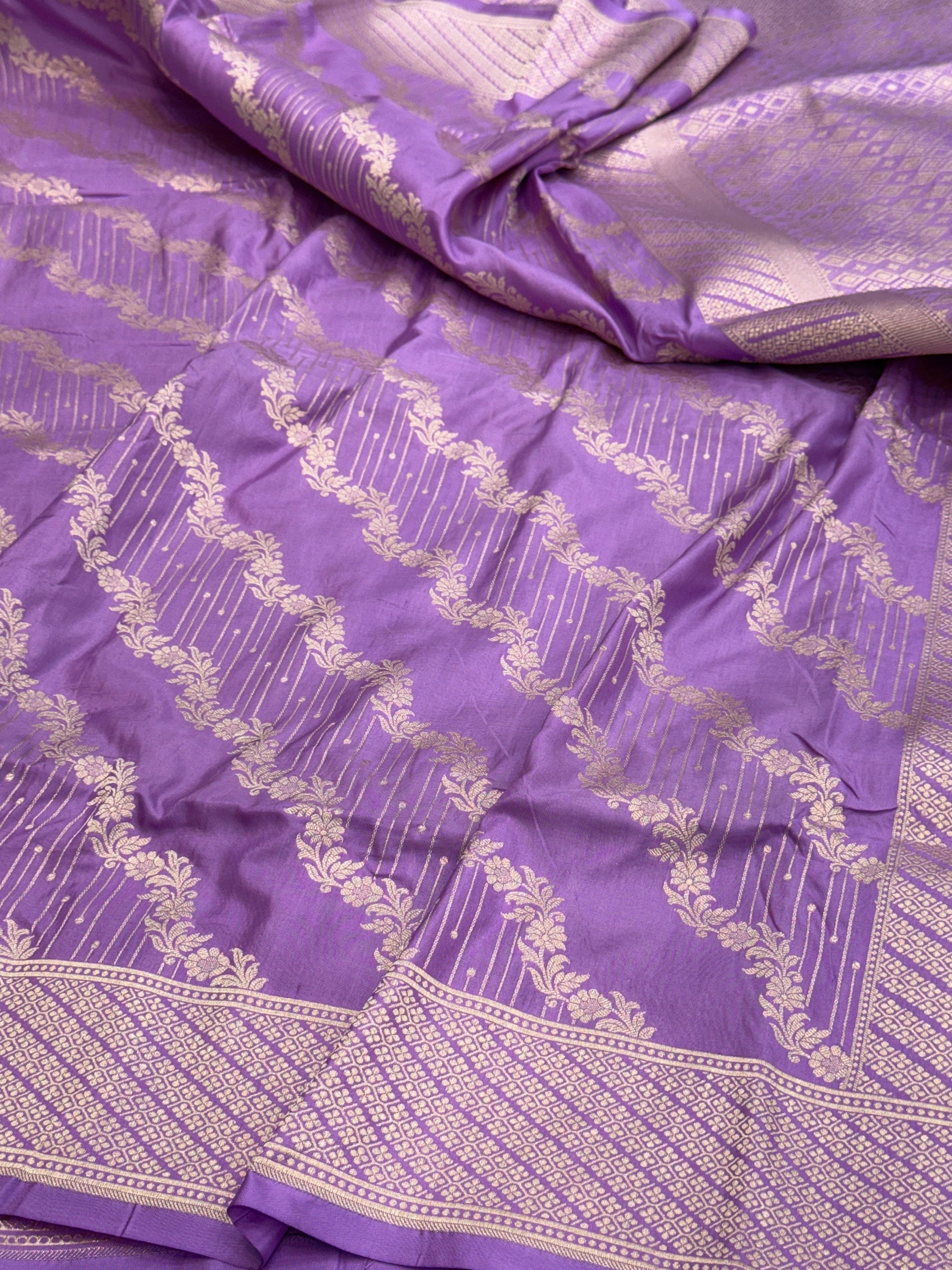 Lavender Pure Banarasi Silk Saree