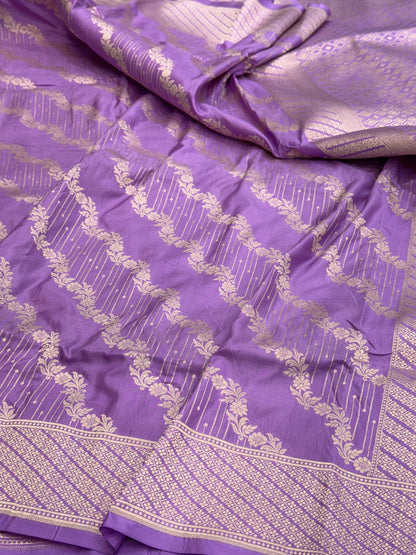 Lavender Pure Banarasi Silk Saree