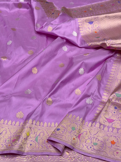 Pastel Pink Handwoven Pure Banarasi Silk Saree