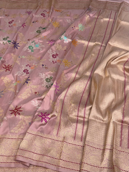 Peach Handwoven Banarasi Pure Katan Silk Saree