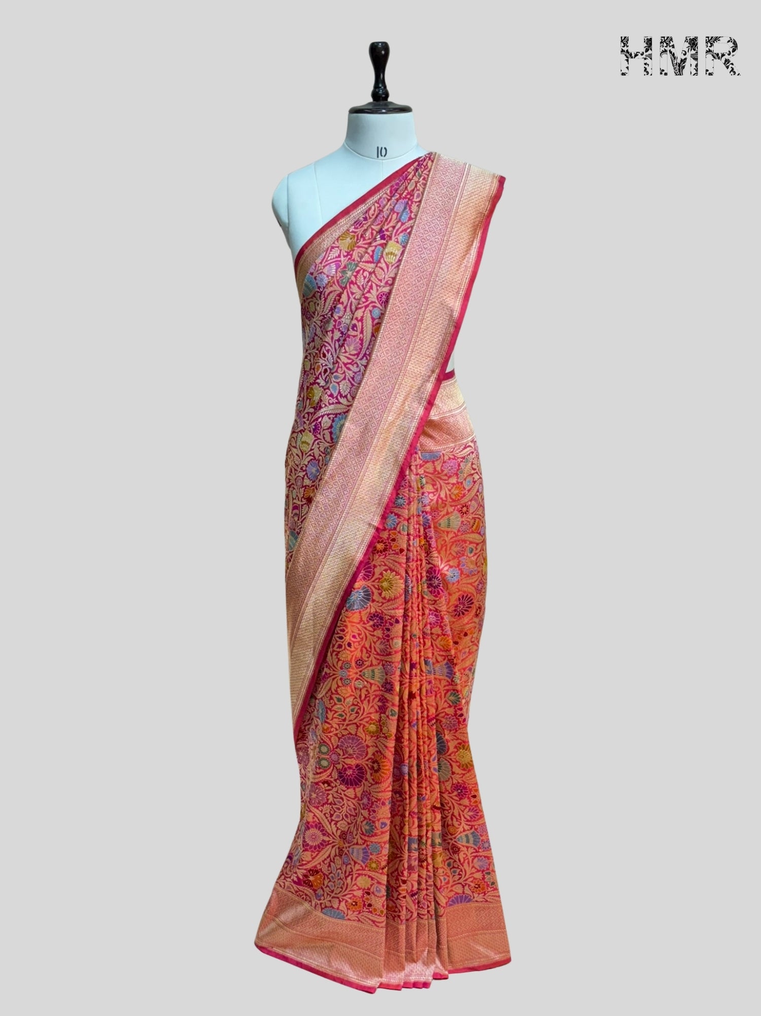 Rani Pink Handwoven Pure Banarasi Silk Brocade Saree