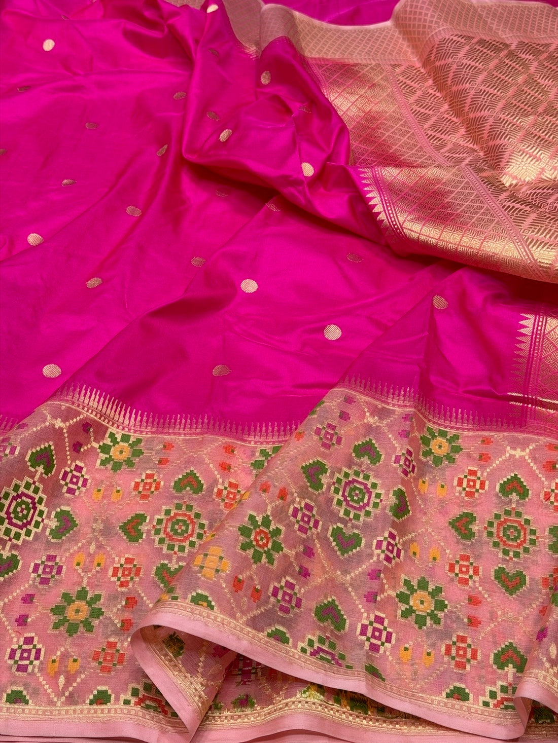 Rani Pink Pure Banarasi Katan Silk Saree – Handwoven Kadwa Booti