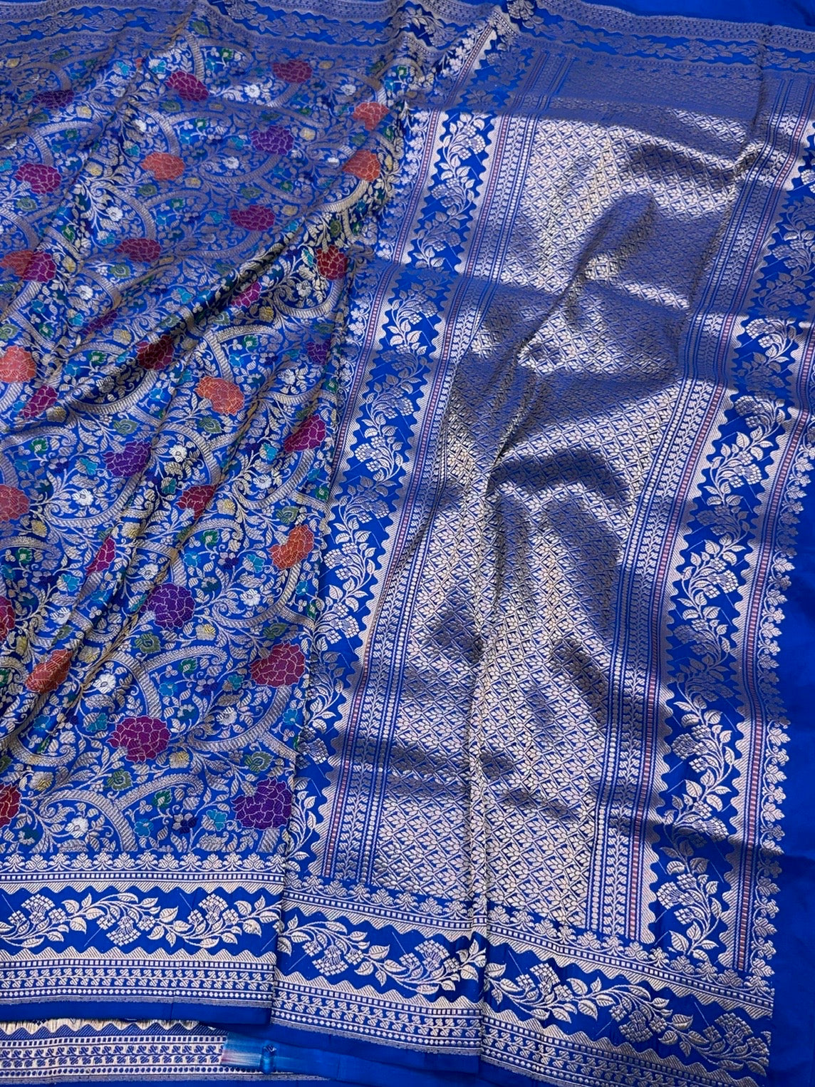 Royal Blue Handwoven Pure Banarasi Silk Brocade Saree