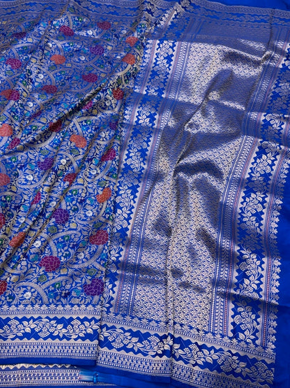 Royal Blue Handwoven Pure Banarasi Silk Brocade Saree