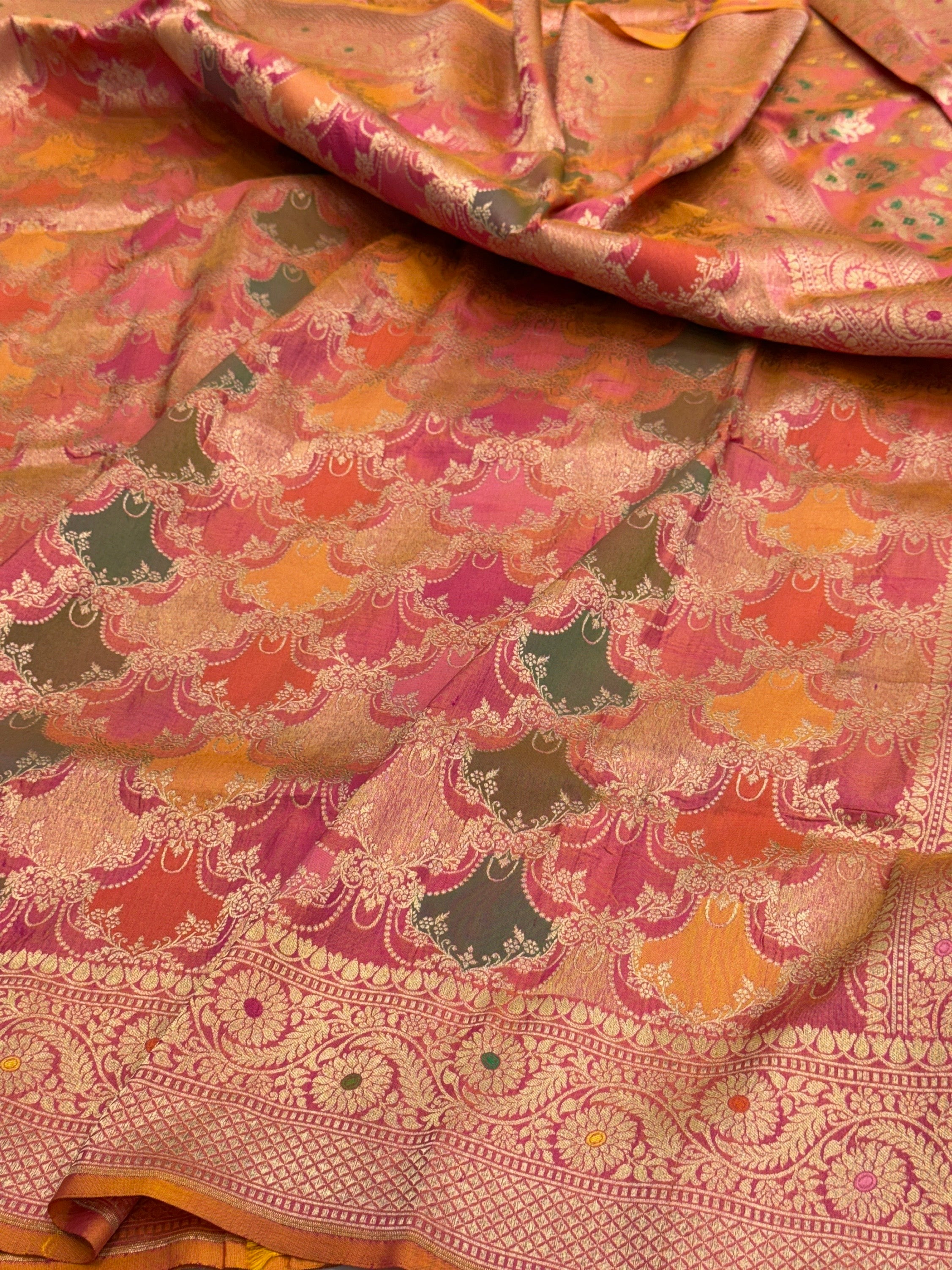 Banarasi Pure Rangkaat Silk Saree – Cutwork Weave in 100% Pure Katan Silk