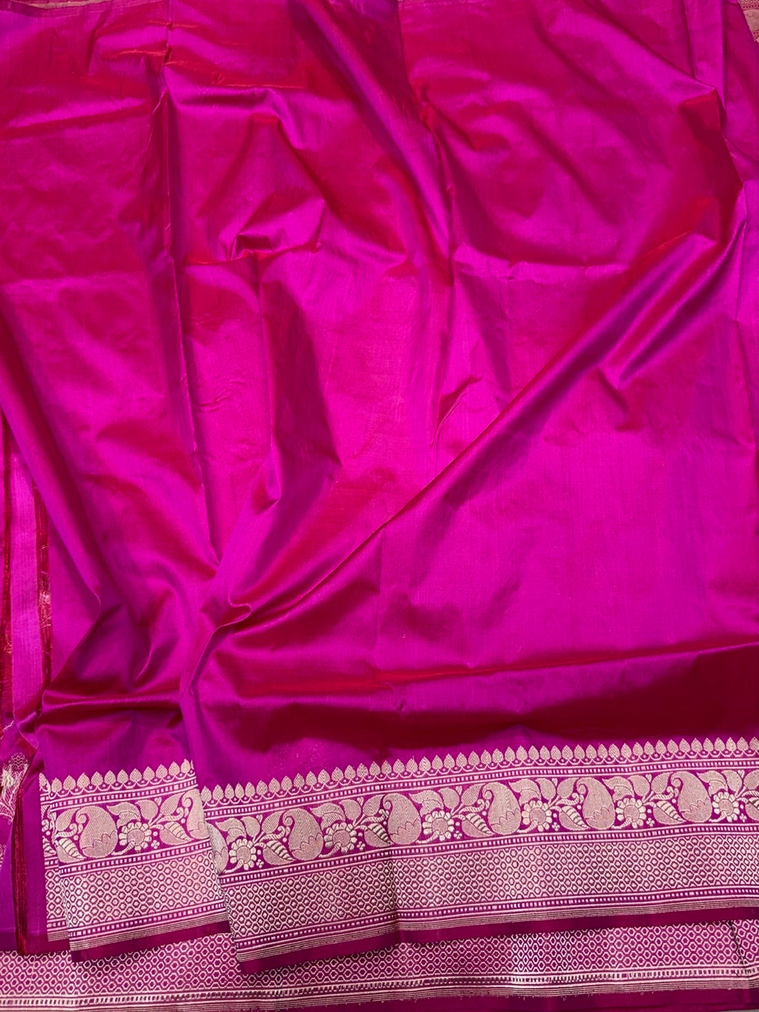 Rani Pink Handwoven Pure Banarasi Silk Saree