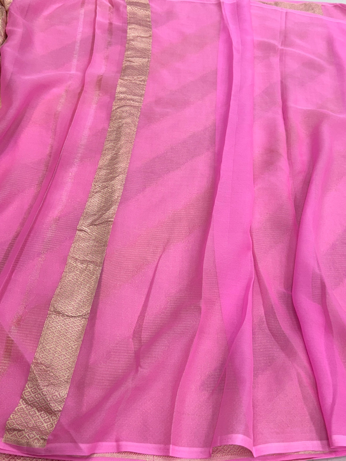 Baby Pink Pure Banarasi Chiffon Georgette Saree