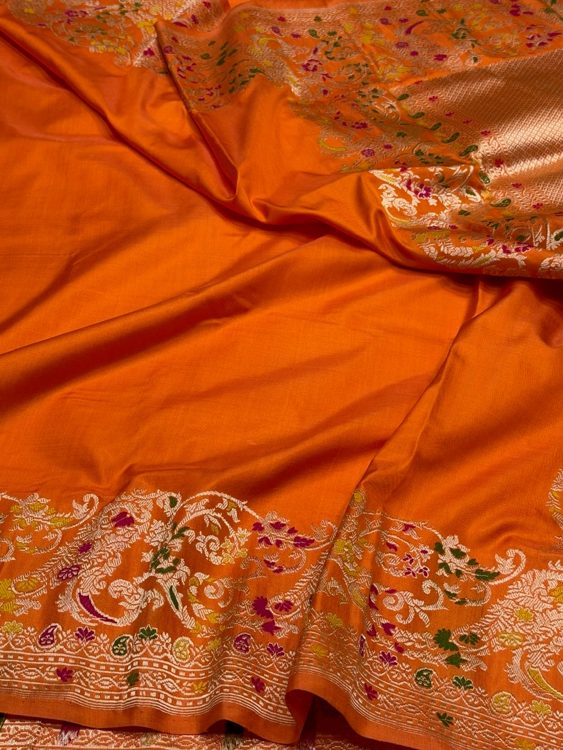 Orange Pure Banarasi Ektara Silk Saree