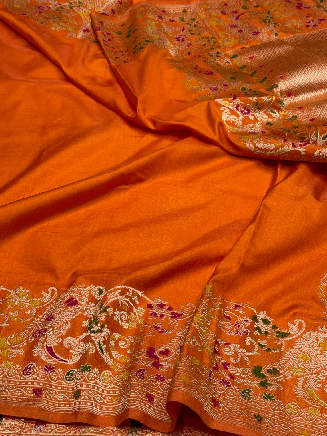 Orange Pure Banarasi Ektara Silk Saree