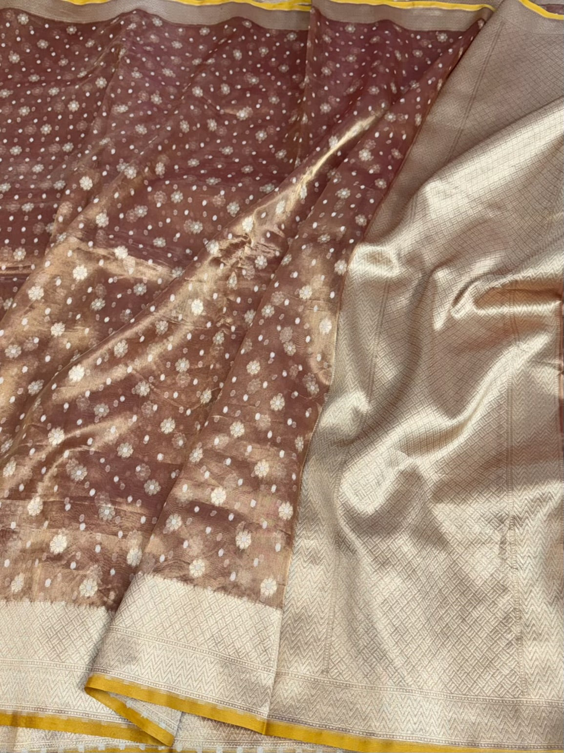 Brown Banarasi Pure Kora Tissue Saree