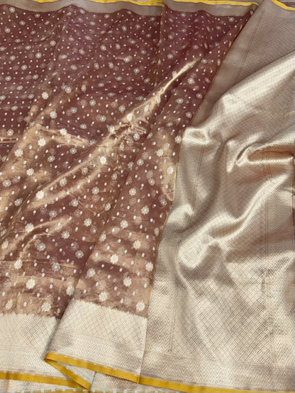 Brown Banarasi Pure Kora Tissue Saree