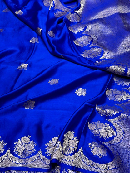 Royal Blue Handwoven Pure Mashru Saree