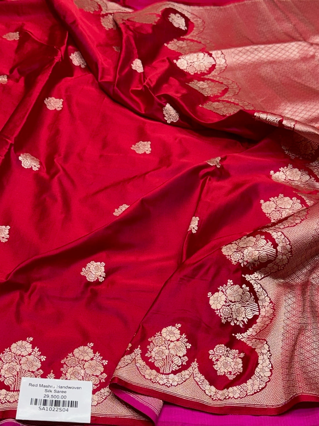 Red Handwoven Banarasi Pure Mashru Satin Silk Saree