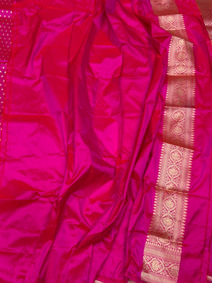 Rani Pink Banarasi Pure Katan Silk Saree