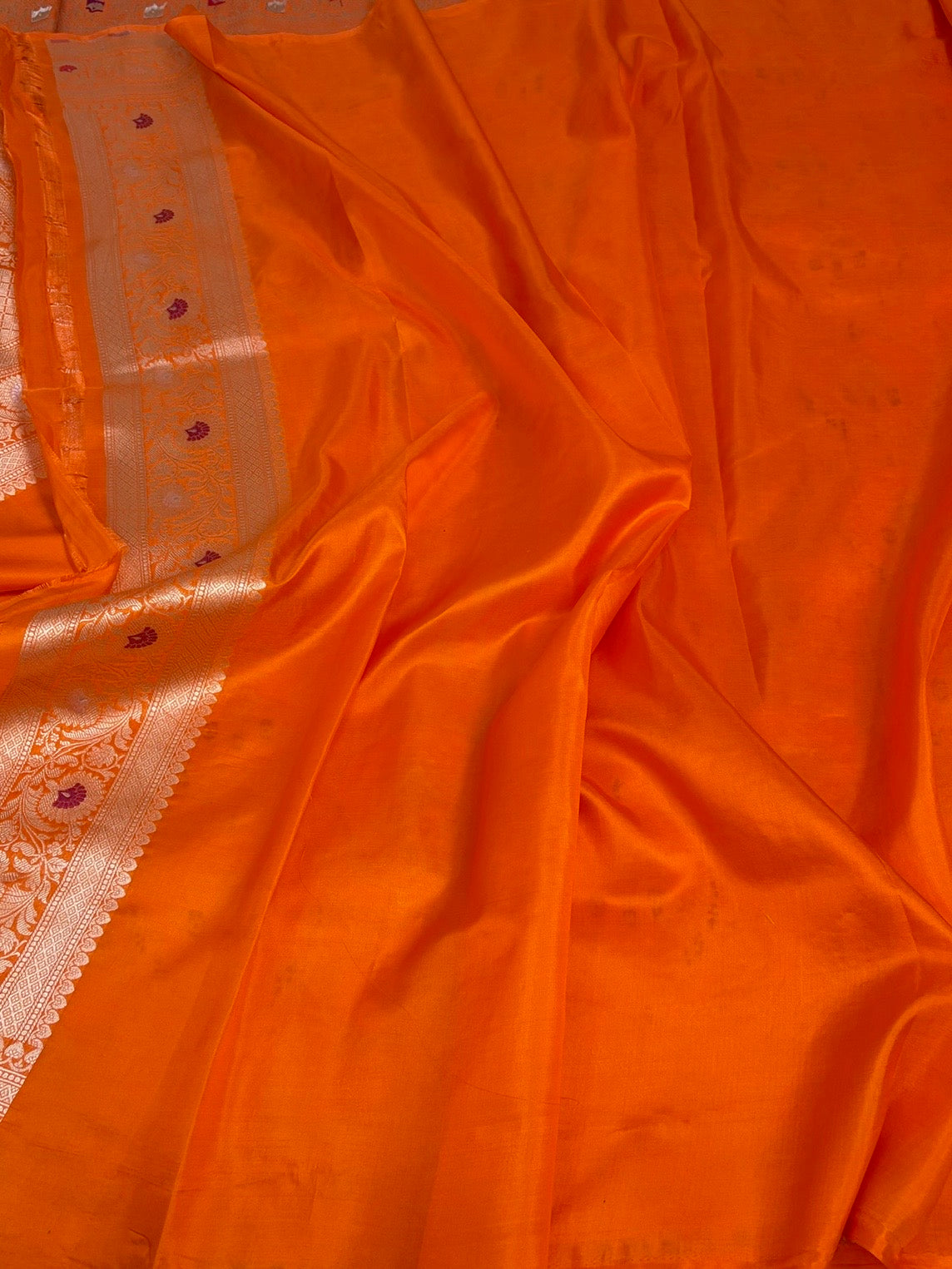 Orange Minakari Banarasi Pure Katan Silk Saree