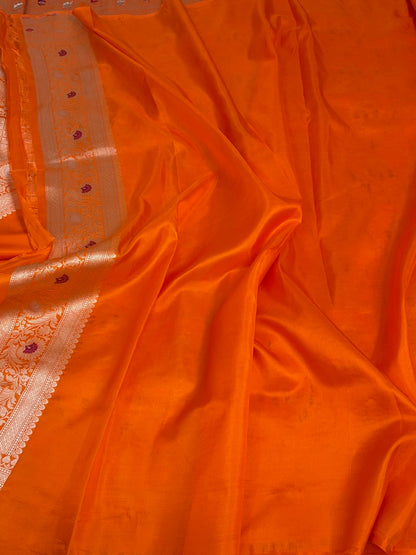 Orange Minakari Banarasi Pure Katan Silk Saree