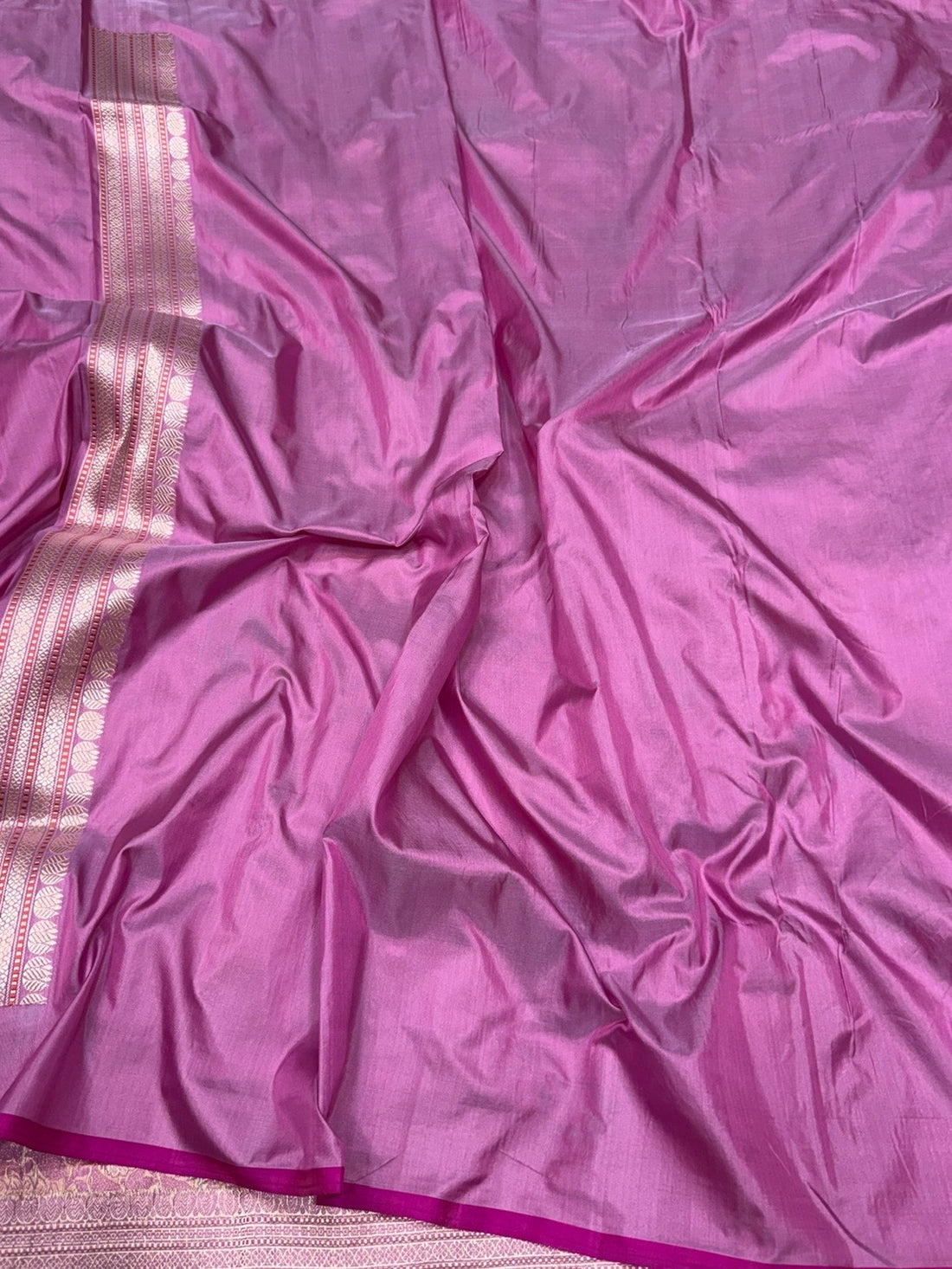 Pastel Pink Handwoven Pure Banarasi Satin Silk Brocade Saree