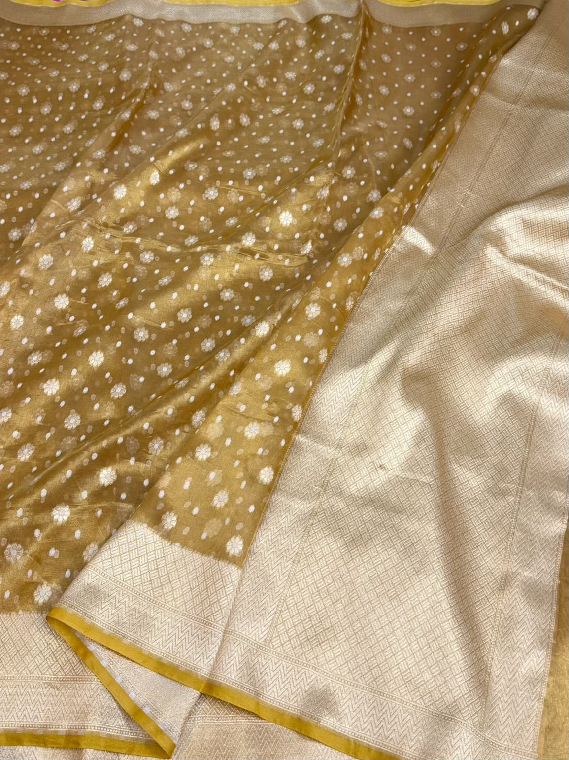 Gold Banarasi Pure Kora Tissue Saree