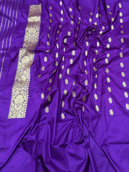 Gajiri Pink / Purple Handwoven Pure Banarasi Silk Saree