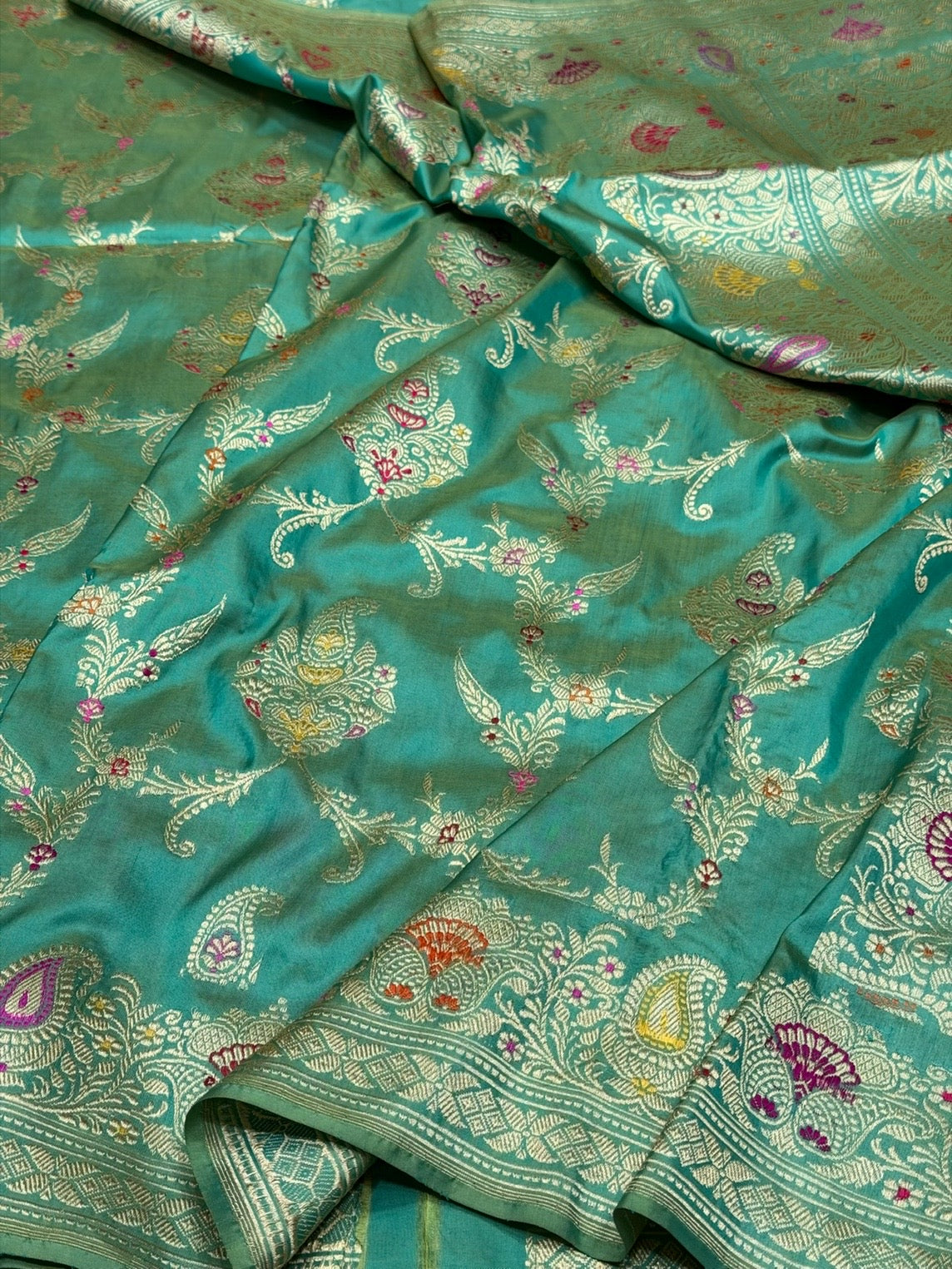 Sea Green Handwoven Pure Banarasi Silk Saree