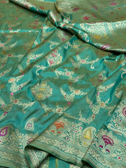 Sea Green Handwoven Pure Banarasi Silk Saree