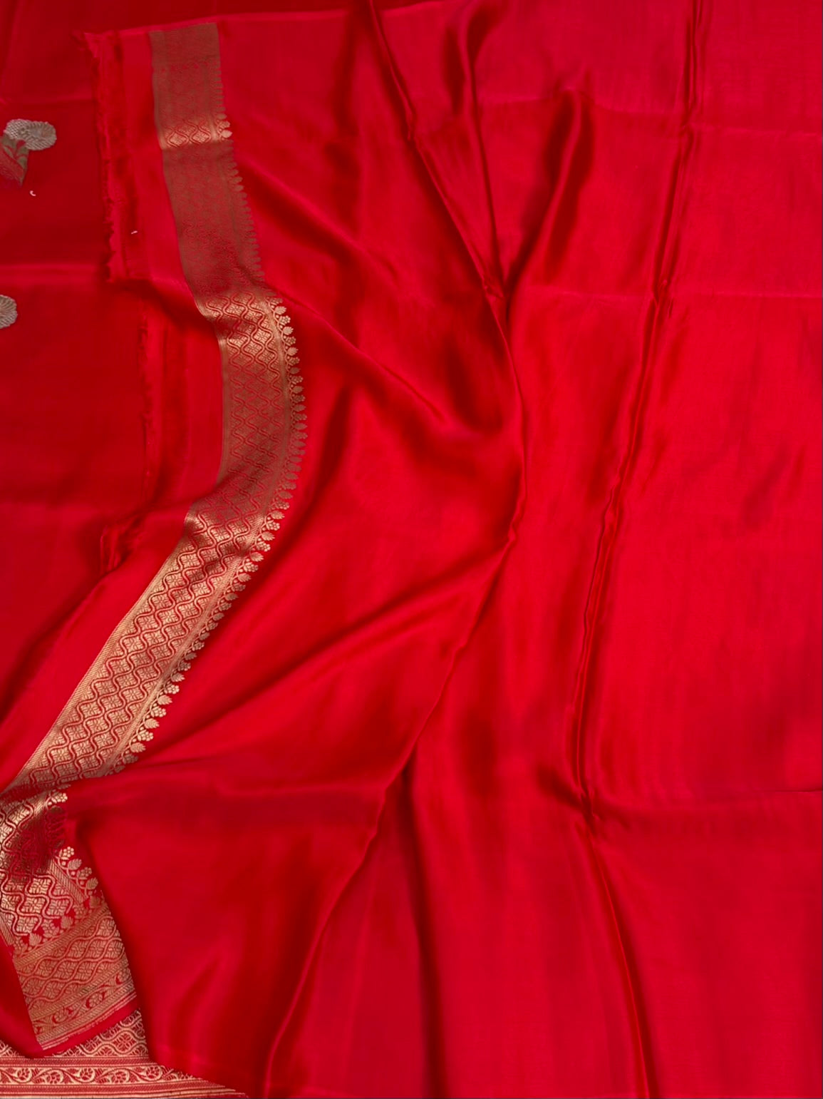 Red Handwoven Pure Banarasi Mashru Satin Silk Saree
