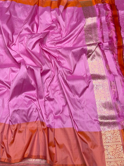 Pastel Pink Handwoven Pure Banarasi Silk Saree