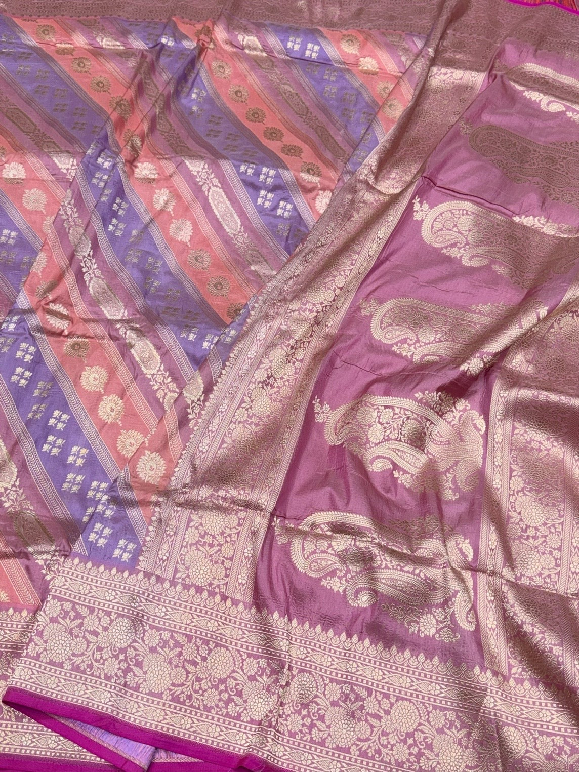 Multicolour Banarasi Pure Silk Saree – Cutwork Weave in 100% Pure Katan Silk