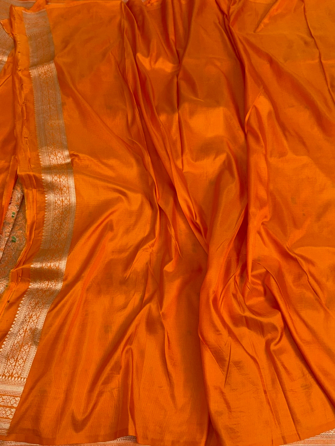 Orange Banarasi Minakari Pure Katan Silk Brocade Saree