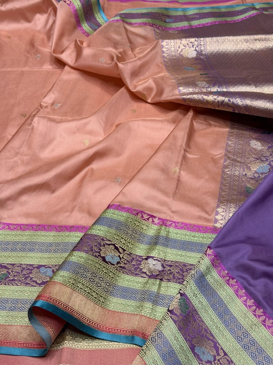 Peach Handwoven Pure Banarasi Silk Saree