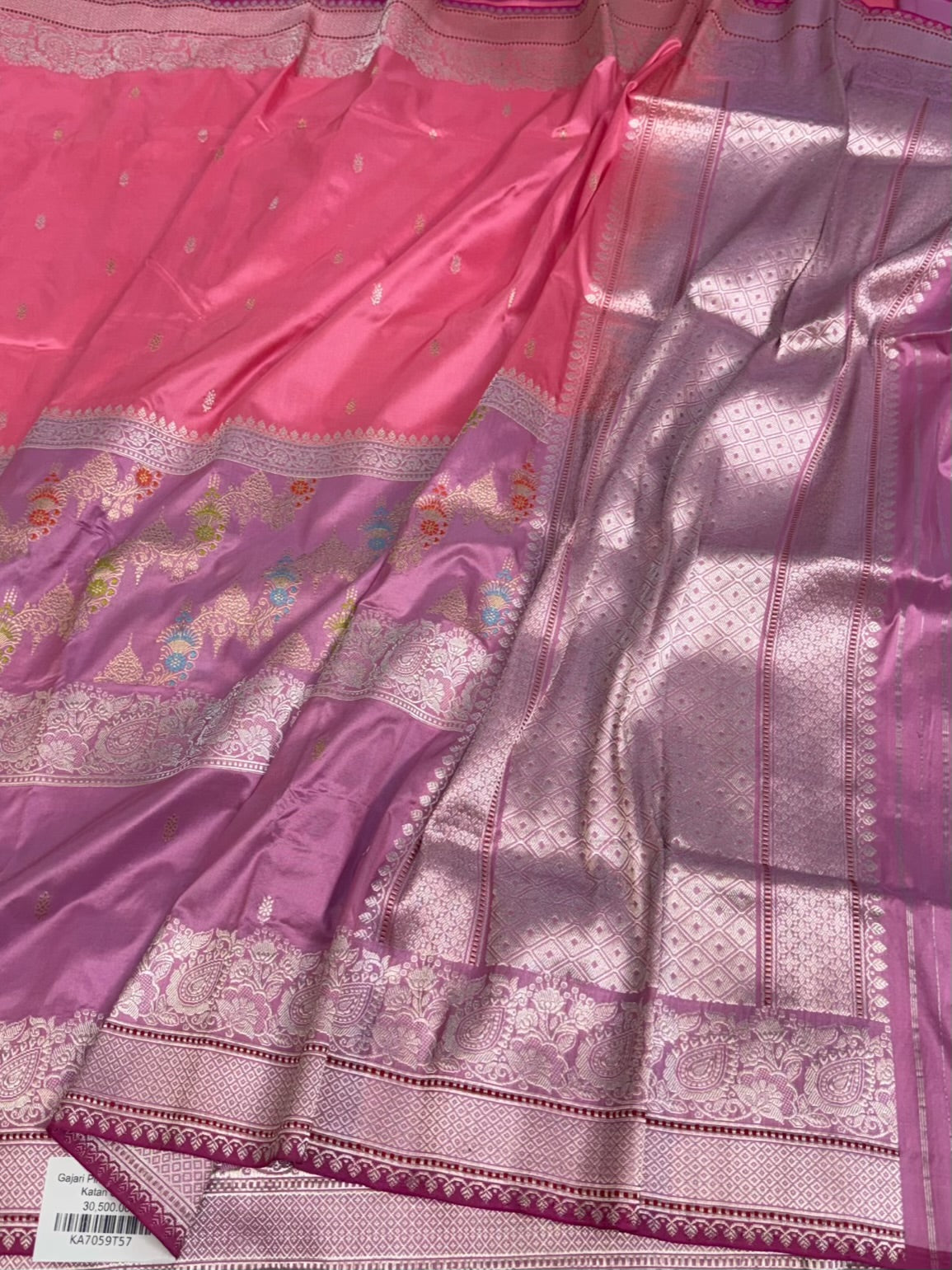 Pink Handwoven Banarasi Pure Katan Silk Saree