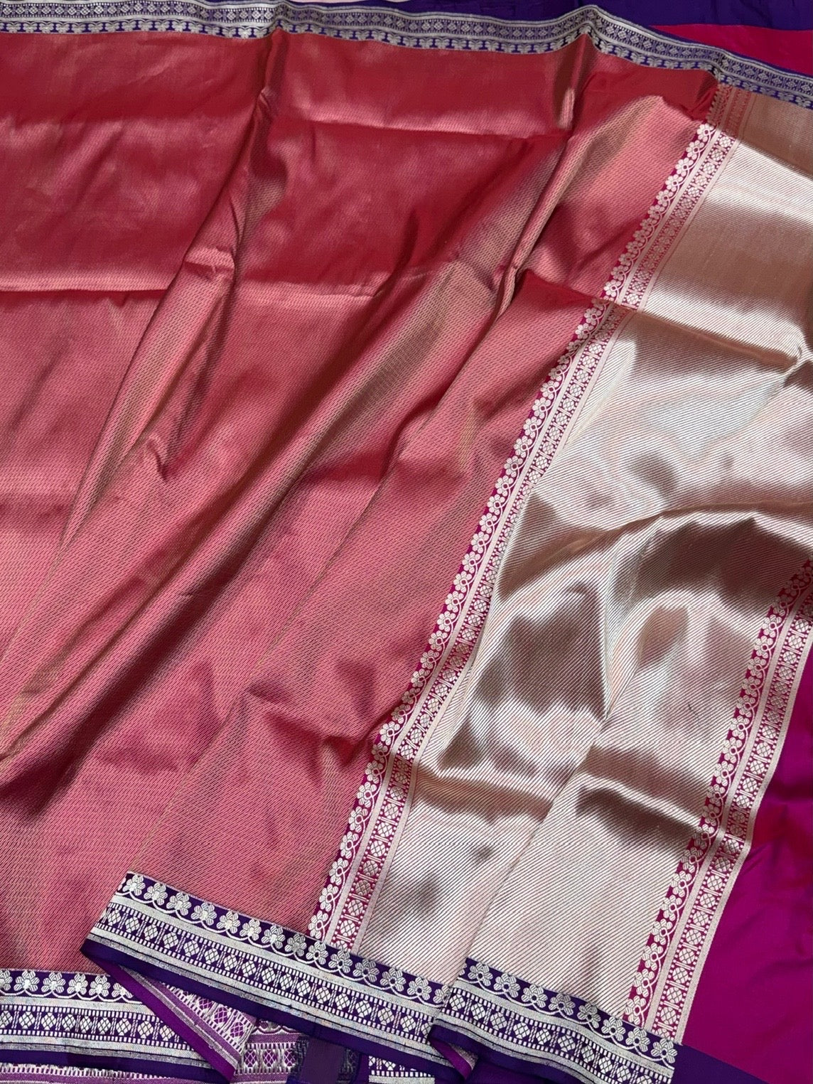 Rani Pink Handwoven Pure Banarasi Brocade Saree
