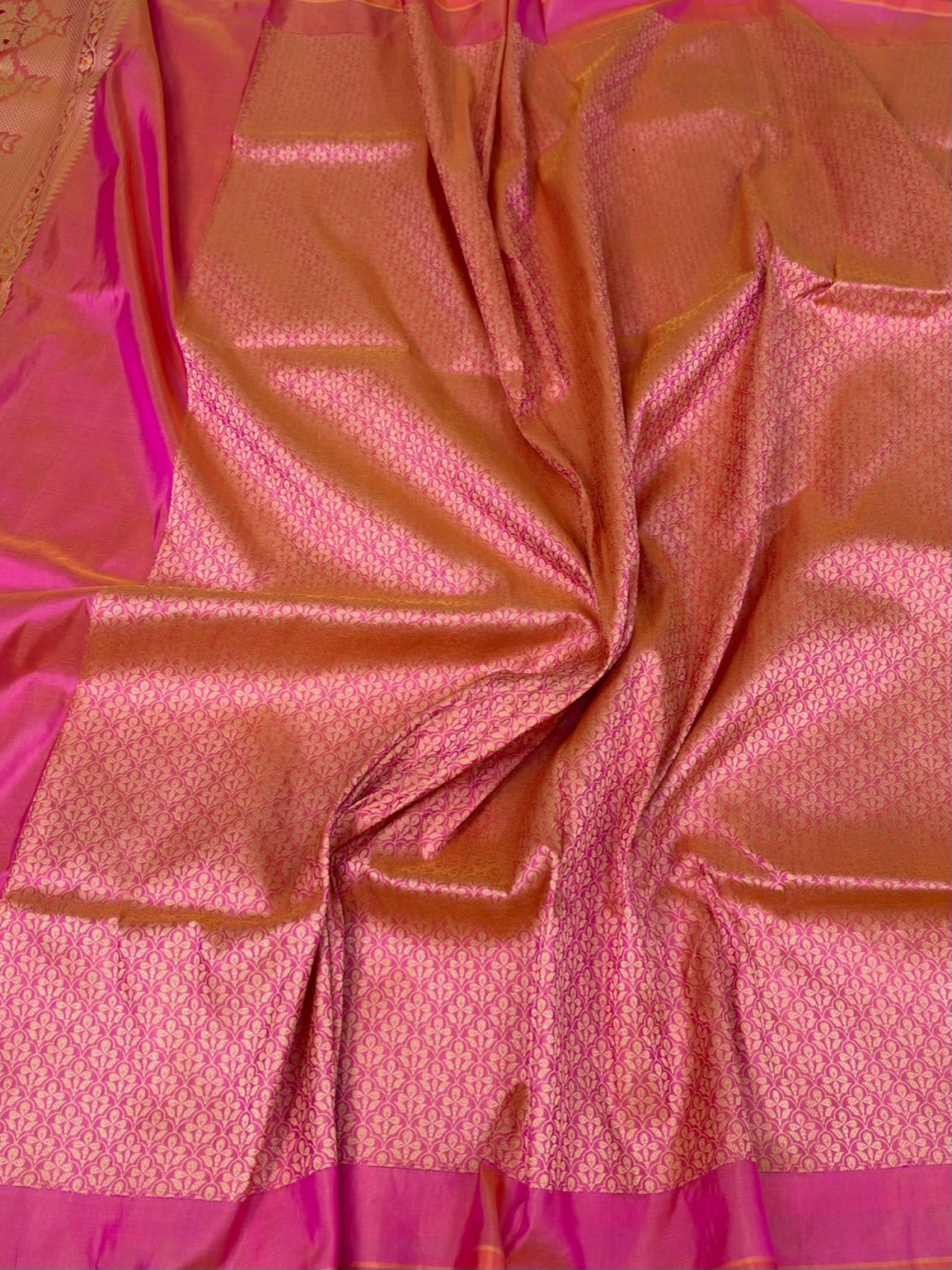 Orangish Pink Handwoven Pure Banarasi Katan Silk Saree