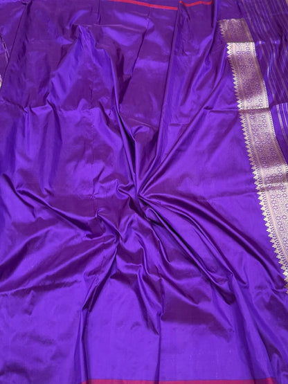 Purple Rangkaat Handwoven Pure Banarasi Silk Saree
