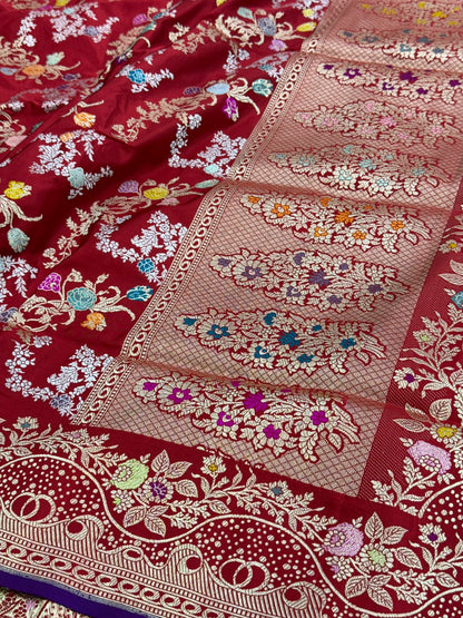 Red Handwoven Pure Banarasi Silk Saree