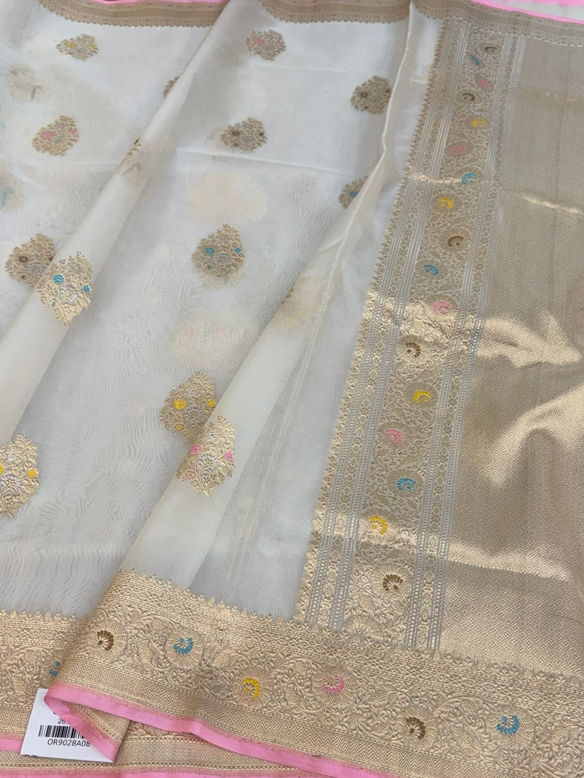 Ivory Handwoven Pure Banarasi Organza Silk Saree