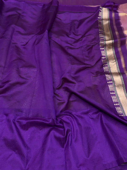 Purple Handwoven Pure Banarasi Tissue Saree