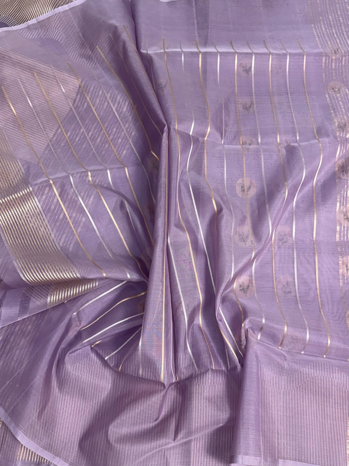 Lavender Handwoven Pure Banarasi Organza Silk Saree
