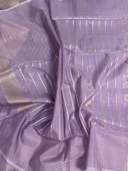 Lavender Handwoven Pure Banarasi Organza Silk Saree