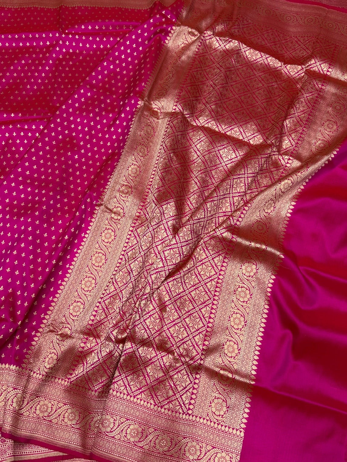 Rani Pink Banarasi Pure Katan Silk Saree