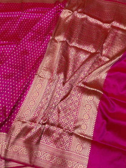Rani Pink Banarasi Pure Katan Silk Saree