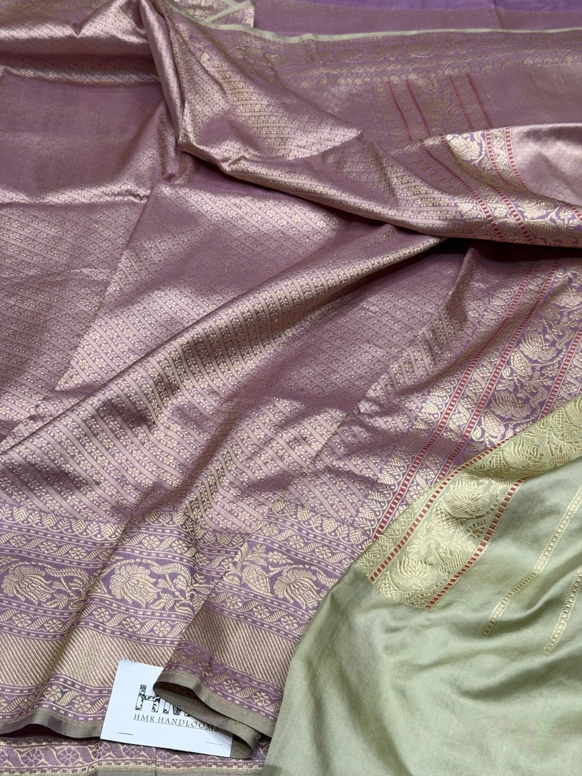 Lavender Handwoven Pure Banarasi Silk Brocade Saree