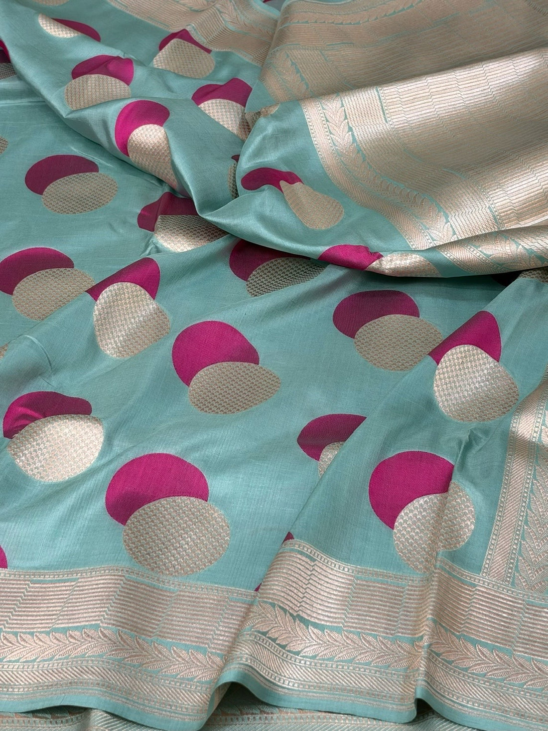 Powder Blue Minakari Banarasi Pure Katan Silk Saree
